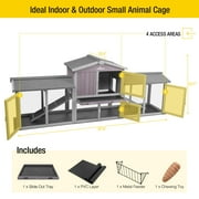 Aivituvin Chicken Coop Outdoor with PVC Bottom Layer Indoor Rabbit Hutch Wooden Bunny Cage Large Rabbit House with Run