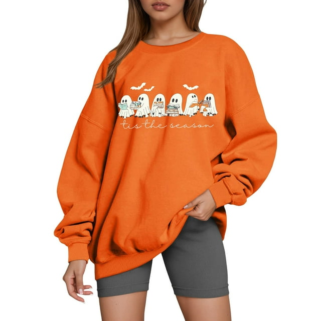 Sweat à Capuche pour Femmes - Pulls Imprimés pour Halloween Automne et Hiver Mode, Taille : L