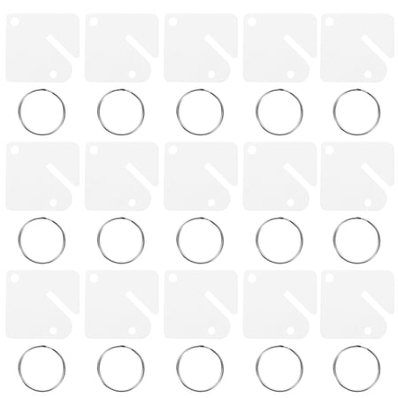 TABLZONE White Acrylic Key Tags Zinc Alloy for Decor Blank Board Easy Marking 60Sets