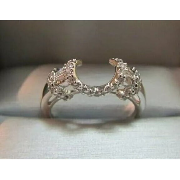 Solitaire Enhancer Wrap 1.50Ct Simulated Diamonds Band 14K White Gold Finish