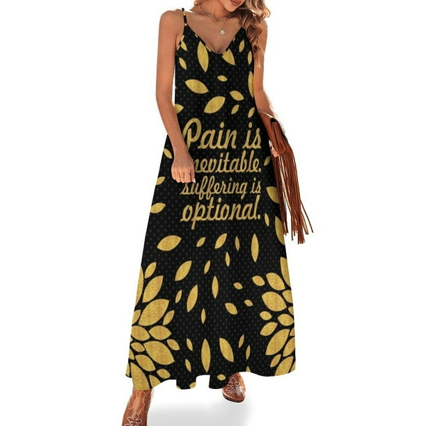 El dolor es inevitable... Vestido sin mangas con cita inspiradora de “Haruki Murakami” Vestidos de playa Vestido elegante
