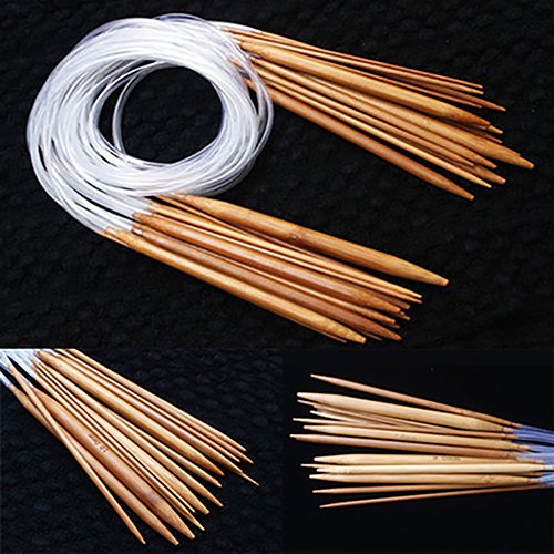Opolski 18Sizes 40/60/80/100/120cm Tube Circular Carbonized Bamboo Knitting Needle Set