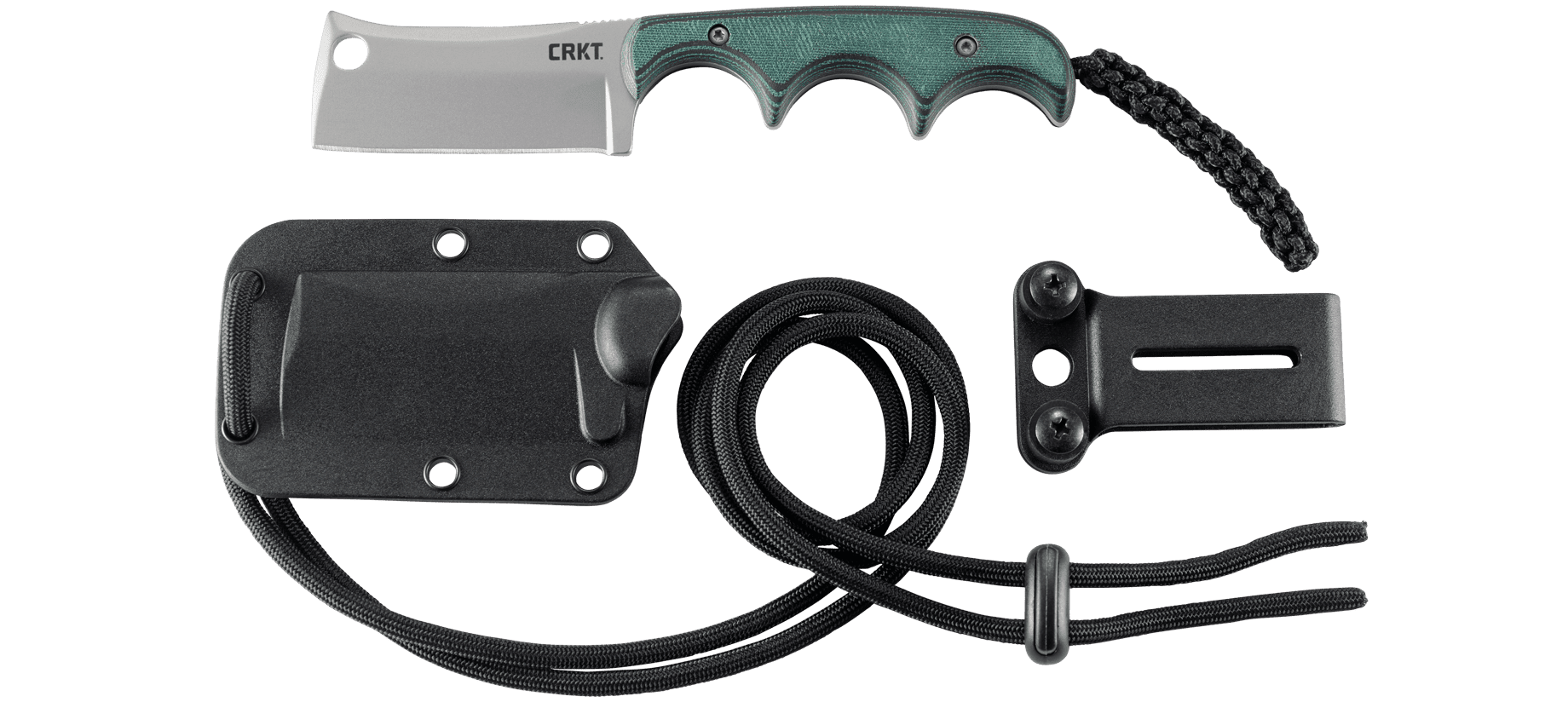 CRKT Minimalist Cleaver Outdoor Survival Fixed Blade Knife with Sheath: Stainless Steel Plain Edge Blade, Micarta Handle, 2383