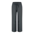 thumbnail image 4 of Tnhcen Women's Spring Autumn Drawstring Solid Color Baggy Cotton Linen Straight Leg Pants with Pockets S-3XL Casual Basic Relaxed Fit Trousers, 4 of 5