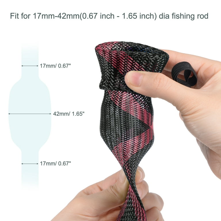 Uxcell 1.7m Black Red Fishing Rod Sleeve Rod Sock Cover Braided
