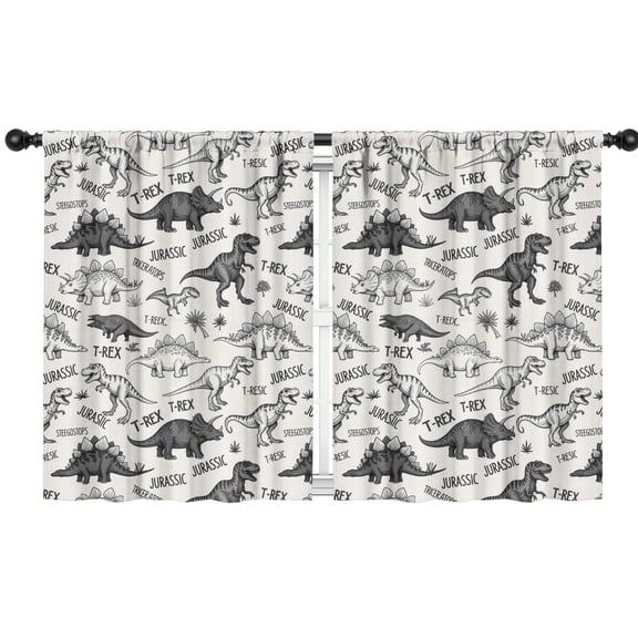 Blackout Kids Curtains,Dinosaurs Jurassic Text Pattern Childrens Insulated Curtains Set Of 2,Bedroom Essentials,Toddler Room Decor 42"x54"