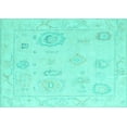 thumbnail image 1 of Ahgly Company Indoor Rectangle Oriental Turquoise Blue Traditional Area Rugs, 2' x 5', 1 of 4