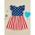 thumbnail image 4 of Hirigin Girls 4th of July Dress Toddler Girl American Flag Dresses Fly Sleeve Patriotic Clothes Independence Day Outfits, 4 of 8