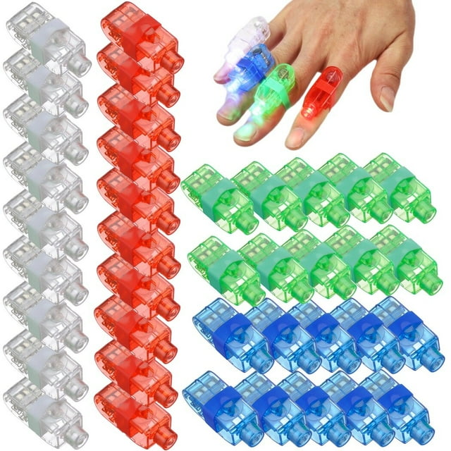 40 Pcs Finger Lights, 4 Colors Finger Flashlights, Battery Powered Light Up Finger Ring Toys, Mini Finger Lamps, Glow in The Dark Party Supplies for Rave Concert Shows