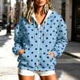 thumbnail image 2 of Raeneomay Women's Polka Dot Hoodie - Zip Up Long Sleeve Pocket Jacket S-XXXL, 2 of 6