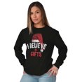 thumbnail image 3 of Xmas I Believe in Christmas Presents Plus Size Long Sleeve Graphic Tee Shirt Brisco Brands 2X, 3 of 5