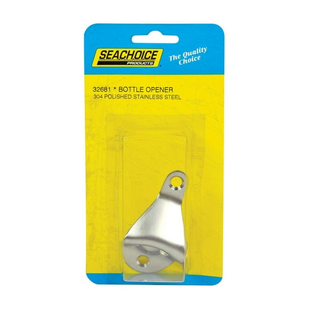 Abridor de botellas Seachoice de acero inoxidable montado en la pared, paquete de 1