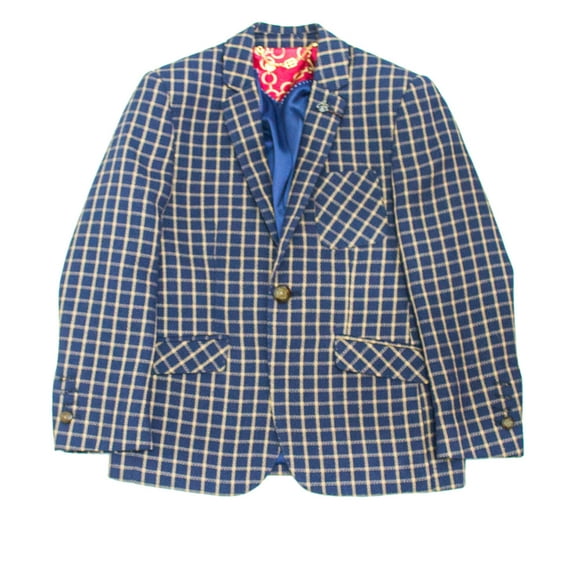 Elie Balleh Boy's Navy Plaid Blazer Jacket