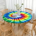 thumbnail image 3 of Rainbow Tie Dye Radial Pattern Round Fitted Tablecloth with Elastic Edge,Dining Table Cover Waterproof,Outdoor Round Tablecloth for Camping,Dining,Indoor and Outdoor, 3 of 7