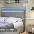 thumbnail image 2 of Full Size Bed Frame with 4 Storage Drawers & LED Lights Headboard, Platform Bed Frame with 2 USB Charging Station and Upholstered Headboard,Light Grey, 2 of 9