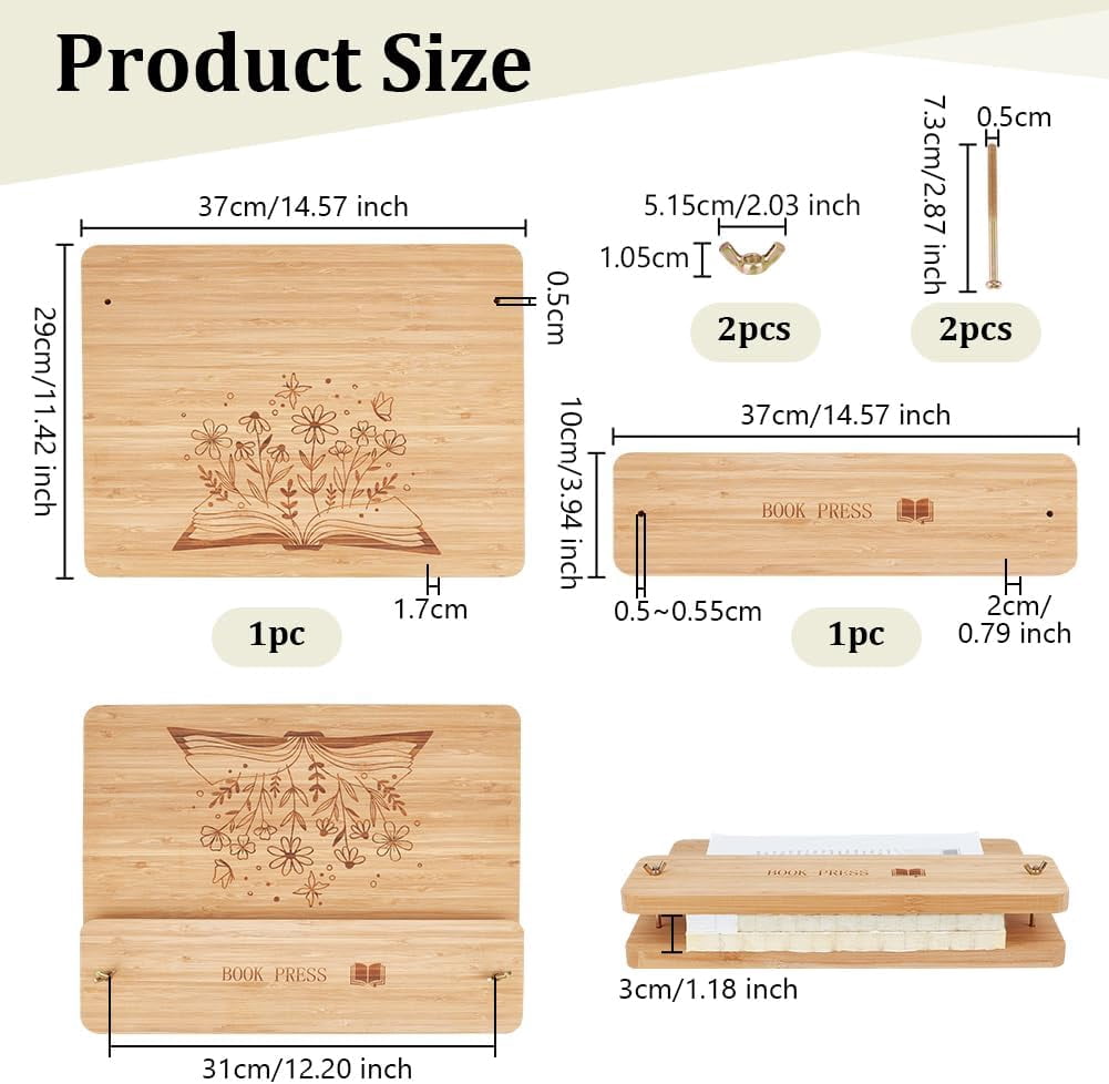 1 Set/6pcs Bookbinding Tools Kit Wood Bookbinding Press Kit Handmade Bookbinding Tools Book Binding Kit with Wood Board Nut Scerw for DIY