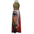 thumbnail image 4 of SMihono Robe Maxi Bohème d'Été pour Femmes Grande Taille Mode Décontractée Été Sans Manches Col Rond Robe Imprimée Col Halter Fermeture Éclair Robe Longue Plissée Robe de Plage, 4 of 8