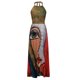 thumbnail image 4 of Moda Casual verano sin mangas cuello redondo vestido estampado Halter cuello cremallera vestido de mujer vestidos largos plisados Pompotops ghjkhdj5039, 4 of 8