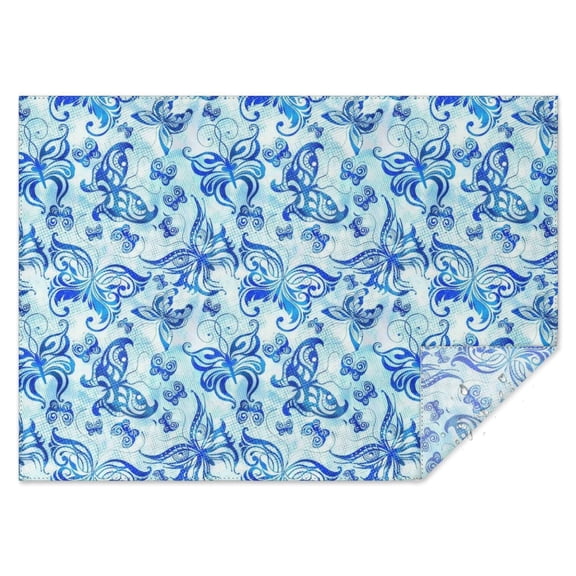 Blue Butterfly Pattern Rectangle Tablecloth 60"x84",Waterproof Polyester Rectangle Table Cloth, Wipeable Spillproof Polyester Tablecloth for Dining, Camping, Indoor and Outdoor