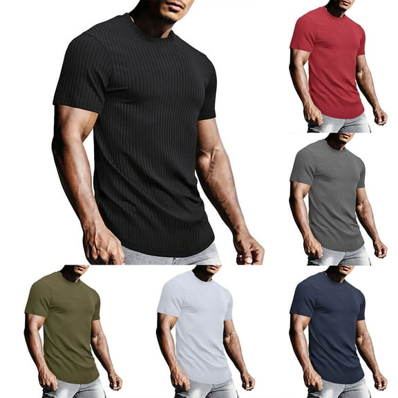 Xihbxyly Tshirts Shirts for Men Regular-Fit Crew Neck Short Sleeve Soft Fitted Tees Mens Dress Shirts Solid Regular Fit Mens Casual Shirts Simple for Traveling