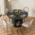 thumbnail image 6 of Hawsaiy 5-Piece Dining Table Set for 4, 47" Round Dining Table Set with 4 PU Leather Dining Chairs, Modern Farmhouse Table Set for Dining Room (Black+Black), 6 of 10
