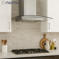 thumbnail image 2 of Campana de Cocina Cristal Curvo 76cm, acero inoxable, 3 velocidades NOMU, 2 of 5