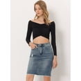 thumbnail image 2 of Falda Vaquera Midi Básica Desgastada De Cintura Alta Con Dobladillo Rasgado Y Lavado Para Mujer Gris Azulado XL, 2 of 5