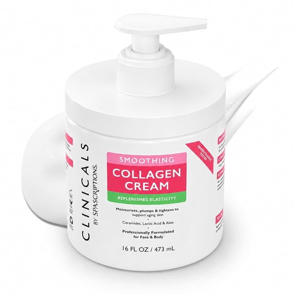 SpaScriptions Collagen Body Cream with Ceramides, Smoothing Face and Body Lotion, 16 fl oz