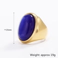 thumbnail image 2 of PAMTIER Unisex Stainless Steel Vintage Classic Oval Cut Blue Agate Gemstone Signet Ring Rhinestones Statement Wedding Band Comfort Fit Gold Size 10, 2 of 4