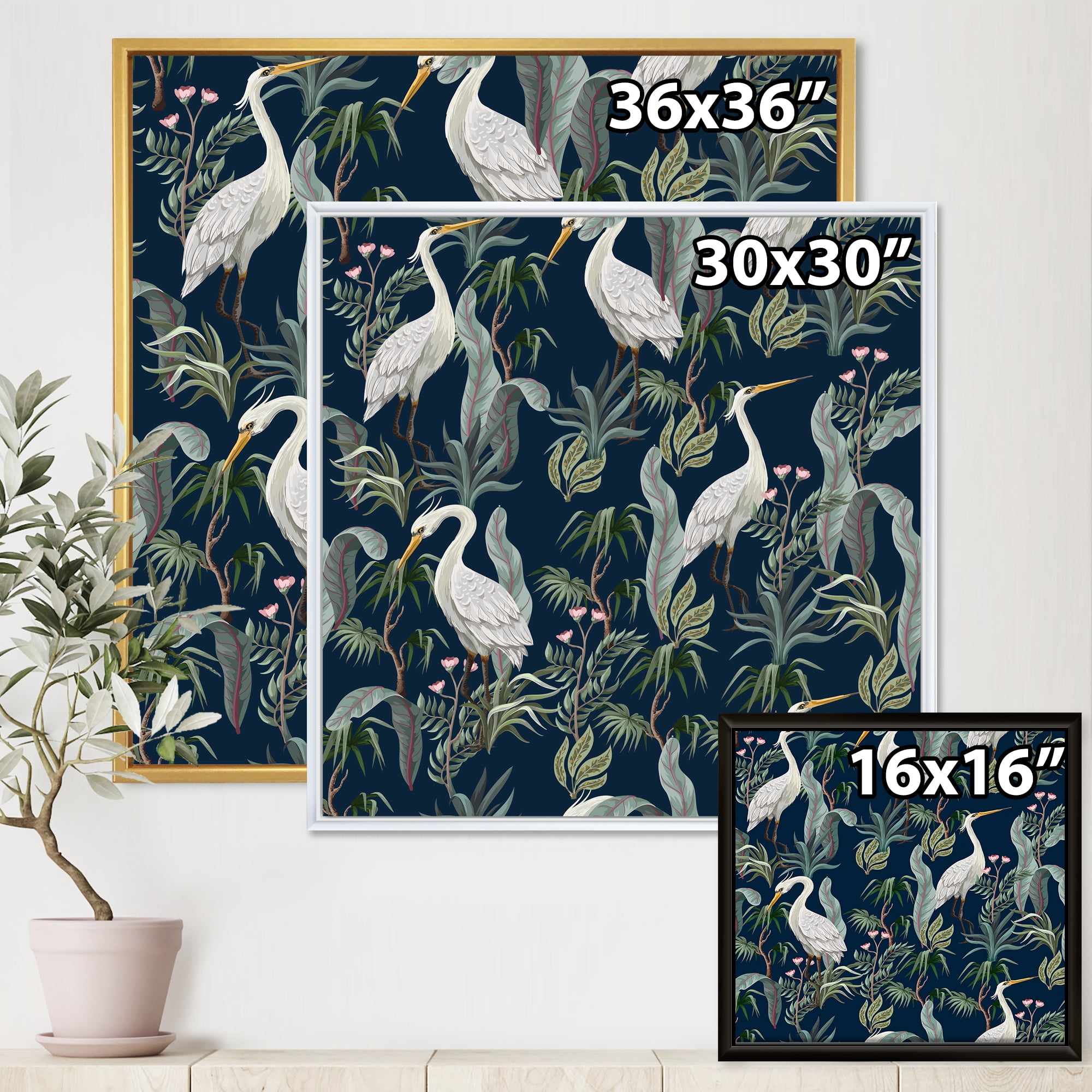 Designart 'Chinoiserie With Peonies and Birds VII' Traditional Framed Canvas Wall Art Print