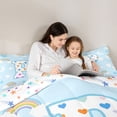thumbnail image 4 of jejeloiu Girls Personalized Monogram P Full Size Comforter Sets For Kids,Rainbow Loves Initial Design Bedding Sets,Colorful Stars Reversible,3pcs, 4 of 7