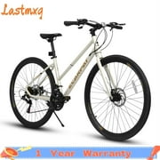 700C Road Hybrid Bike 21-Speed Bicycle Carbon Steel Dual-Disc Brakes for Adult