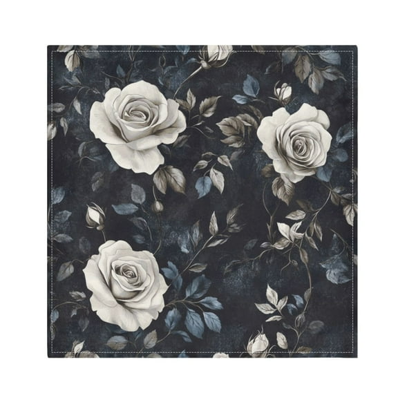 Qxltty White Rose Napkins 20×20in Perfect for Parties Dinners Weddings Cocktail Housewarming Cloth Napkins Set of 6
