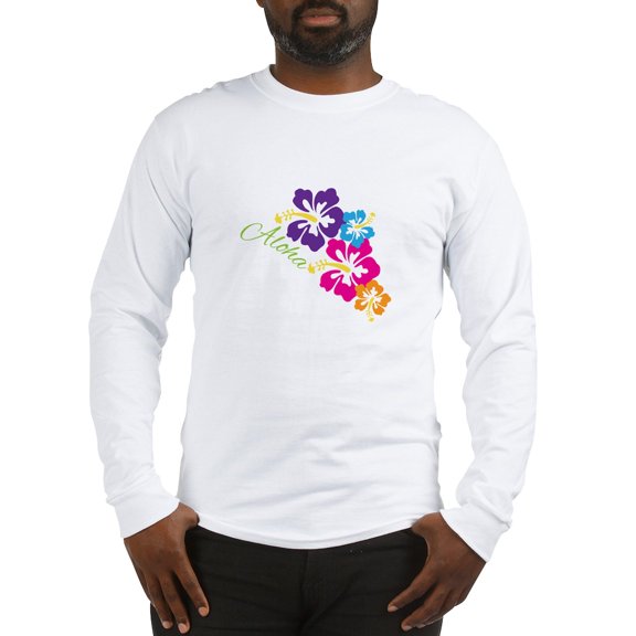 CafePress - Aloha Flowers Long Sleeve T Shirt - Unisex Cotton Long Sleeve T-Shirt