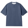 thumbnail image 2 of Mens Waffle Knit Short Sleeve Henley, Lightweight Athletic Fit Tee, Breathable Casual Wear for Summer & Gym, 3XL, 2 of 5