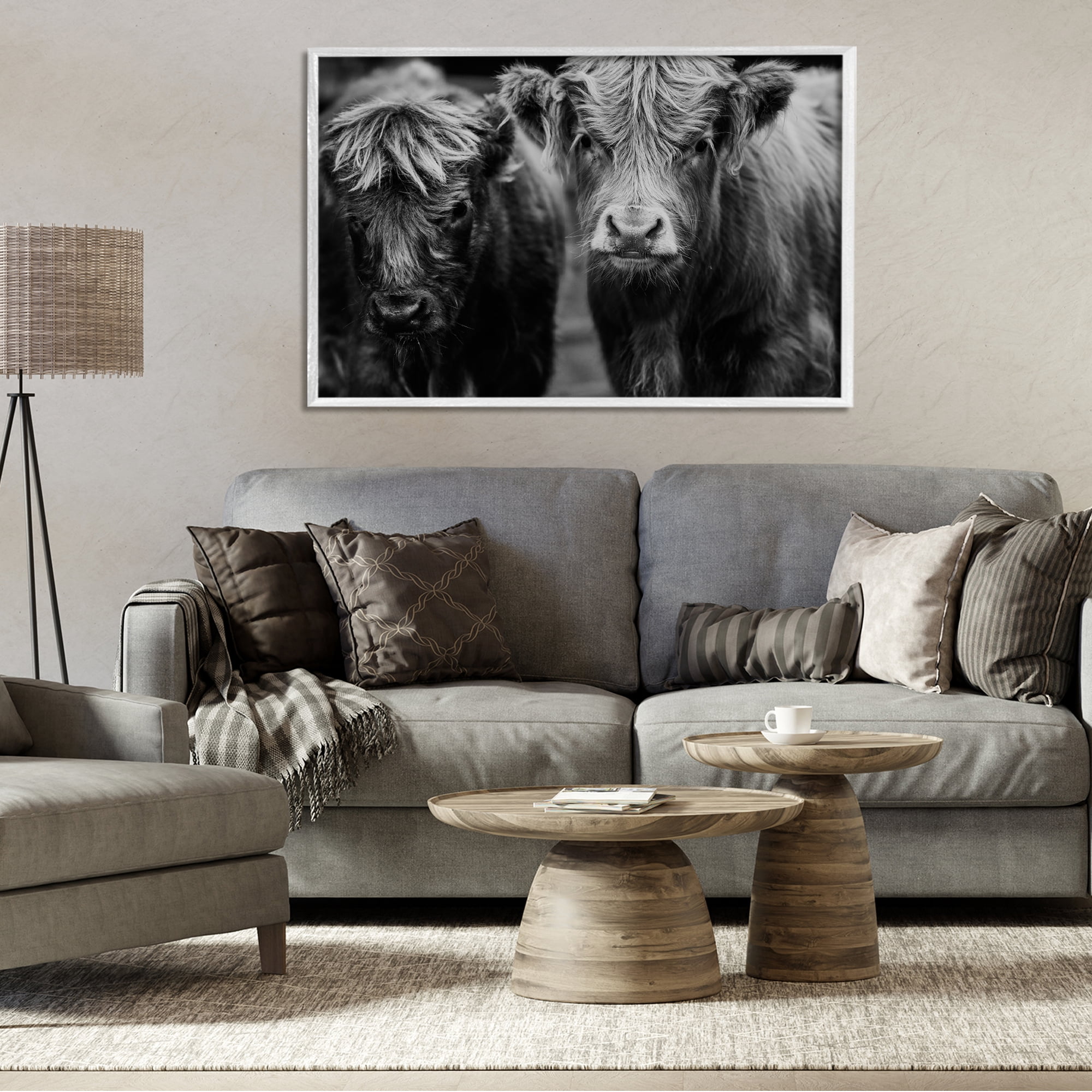 Cow Faces on Farm White Framed Giclee Art, design by Amy Carroll