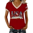 thumbnail image 2 of YVNAURA Women's Retro 250th Anniversary V Neck T Shirt USA 1776-2026 American Flag Graphic Tee Patriotic Summer Top Lightweight Breathable for 4th of July Everyday Wear, Red, M, 2 of 7