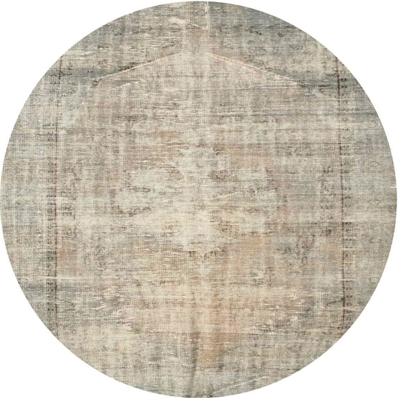 Ahgly Company Indoor Round Contemporary Desert Sand Beige Abstract Area Rugs, 8' Round