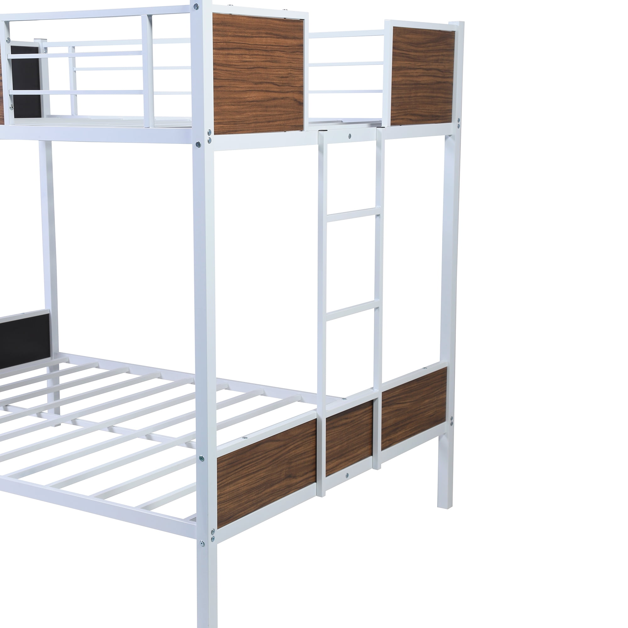 Kepooman Wood Bunk Bed Security, Full-Over-Full, White/Brown Kepooman Wood Bunk Bed Security, Full-Over-Full, White/Brown