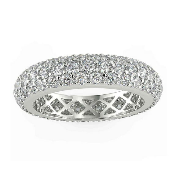 Kiva Jewel Lab Created Diamond Engagement Band for Women - 1.88 Ct Round Cut in 14K White Gold Plated Wedding Band - Stunning Wedding Band for Proposals, Anniversaries, or Birthday Gifts for Her