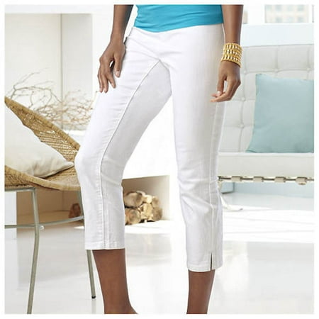 K. Jordan Yoga-Waist Jean Capris In White - 30W (Best Jeans For Athletic Thighs)