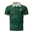 thumbnail image 4 of FUZHIQ Men's Polo Shirts Short Sleeve Color Block Horse Embroidery Casual Golf Polo Breathable Lightweight Business Daily Wear Fashion Collared Tops,M, 4 of 6