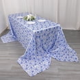 thumbnail image 3 of Balsa Circle 90x156 in White Satin Rectangle Tablecloth Blue Floral Print Party Events Decorations Supplies, 3 of 8