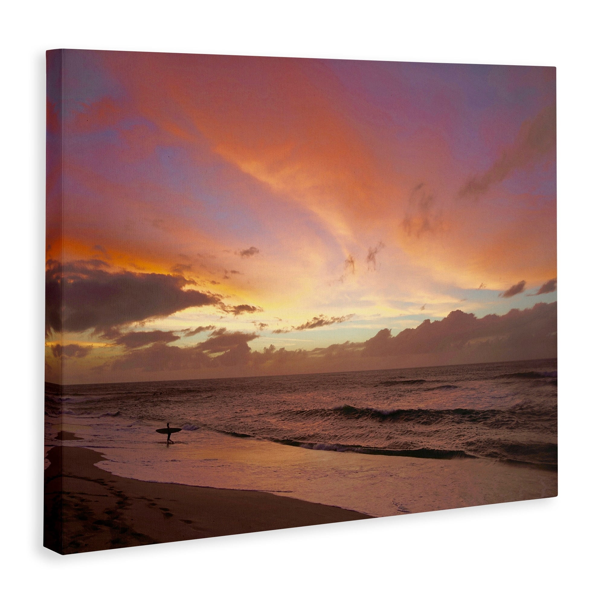 Stupell Industries Surfing Beach Waves Cloudy Sunset Sky Design by Unsplash, 24" x 30"