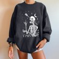 thumbnail image 4 of Sudadera extragrande de lana de manga larga con cuello redondo y estampado de calavera para mujer Pompotops gfhjh16791, 4 of 5