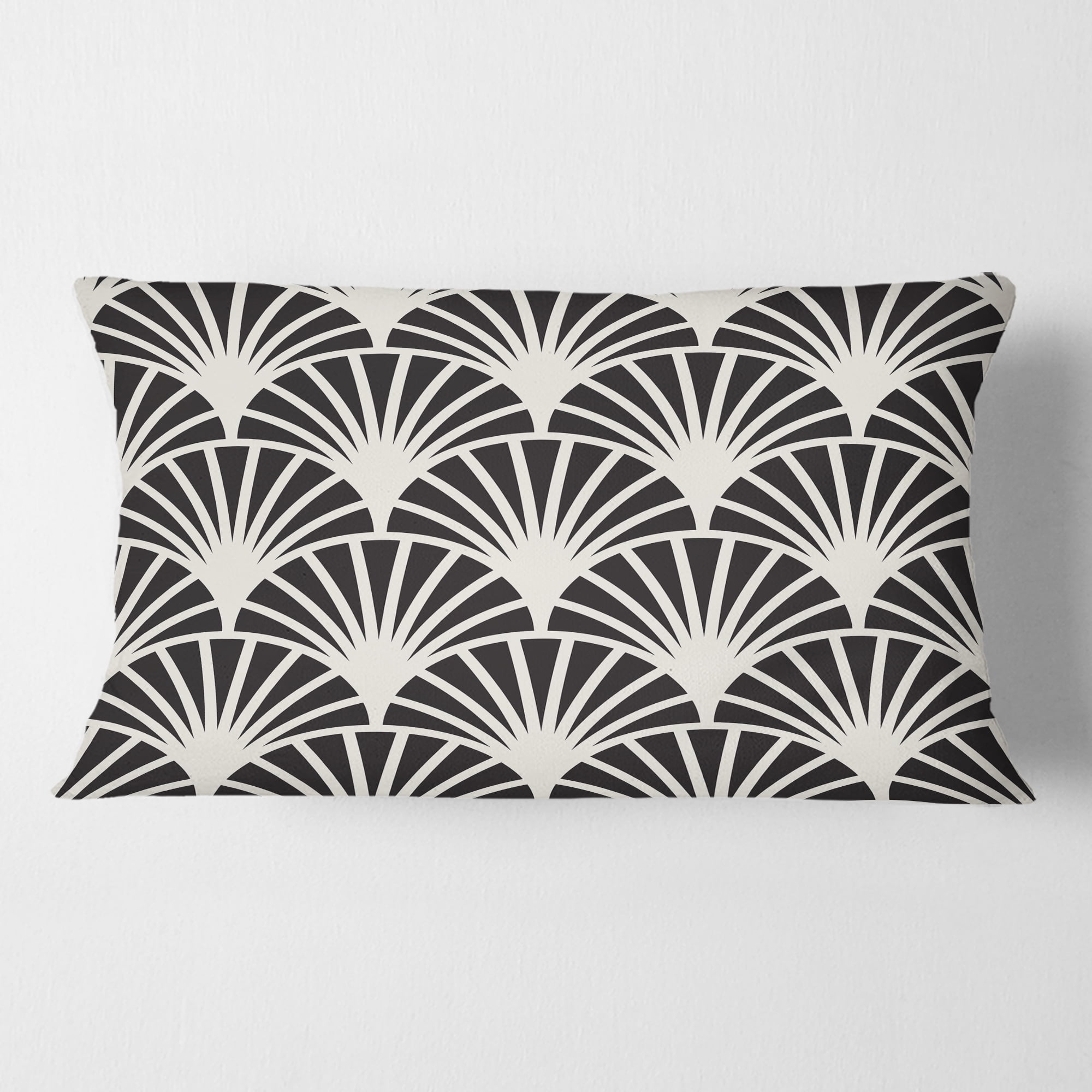 Designart Retro Art Deco Waves I' Mid-Century Modern Throw Pillow - 12x20