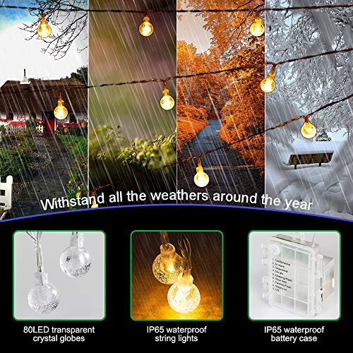 Metaku Globe String Lights Fairy Lights Battery Operated 20ft 50LED String Lights with Remote Waterproof Indoor Outdoor Hanging Lights Decorative Christmas Lights for Home Party Patio Garden Wedding