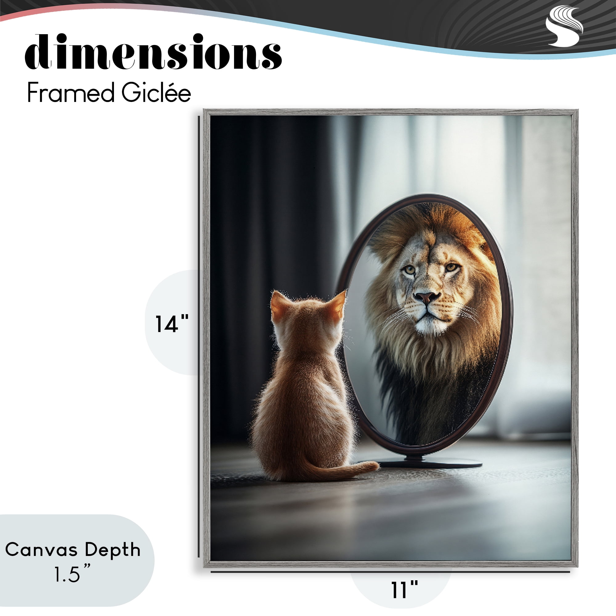 Stupell Industries Kitten Becomes Lion Illusion Gray Framed Giclee Art, design by Scott Stulberg