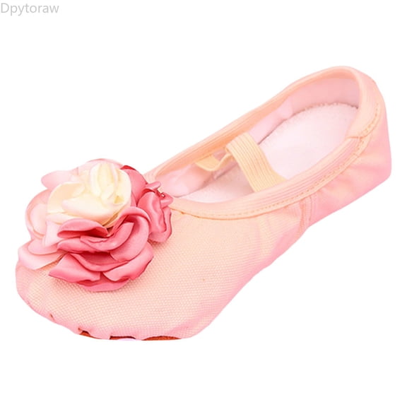 Dpytoraw Children Shoes Large Flower Ballet Dance Shoes Elegant And Cute Girls Practice Soft Soled Dance Shoes Girls Gym Shoes Size 8.5