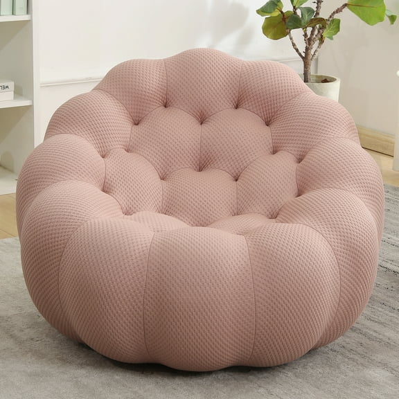Memory Foam Bean Bag Chair for Adults/Kids, Small Cool Bubble Chairs for Bedroom, Cute Bubs Chair in A Box, Unique Pumpkin|No Assembly|Funky Reading Chair (Pink, 37“)
